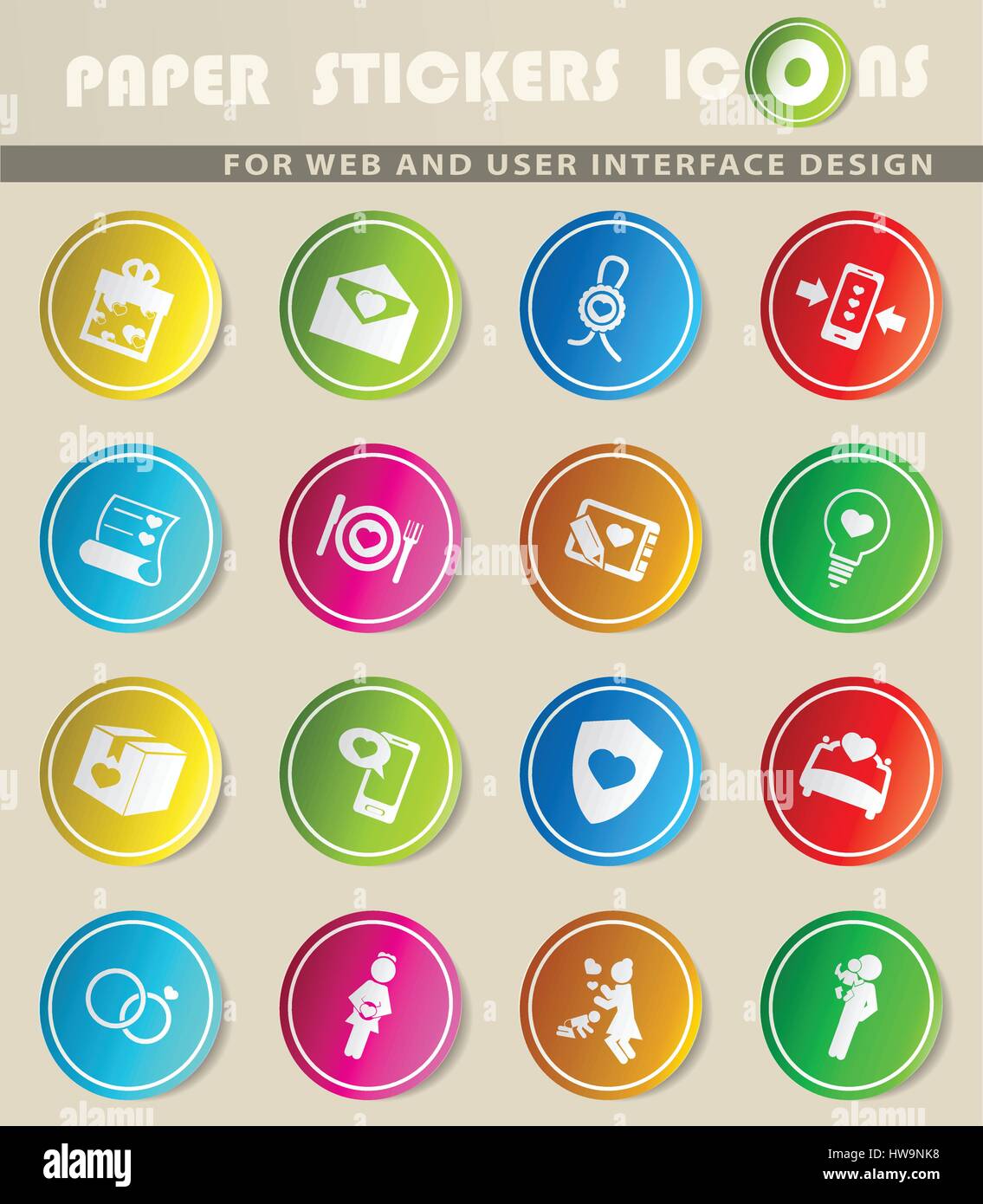 valentine day vector icons for user interface design Stock Vector Image ...