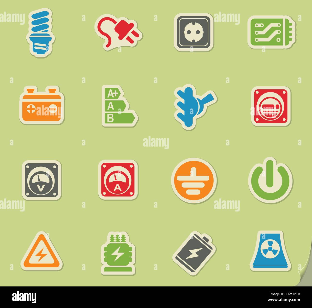 Electricity simple icons for web and user interface Stock Vector Image ...