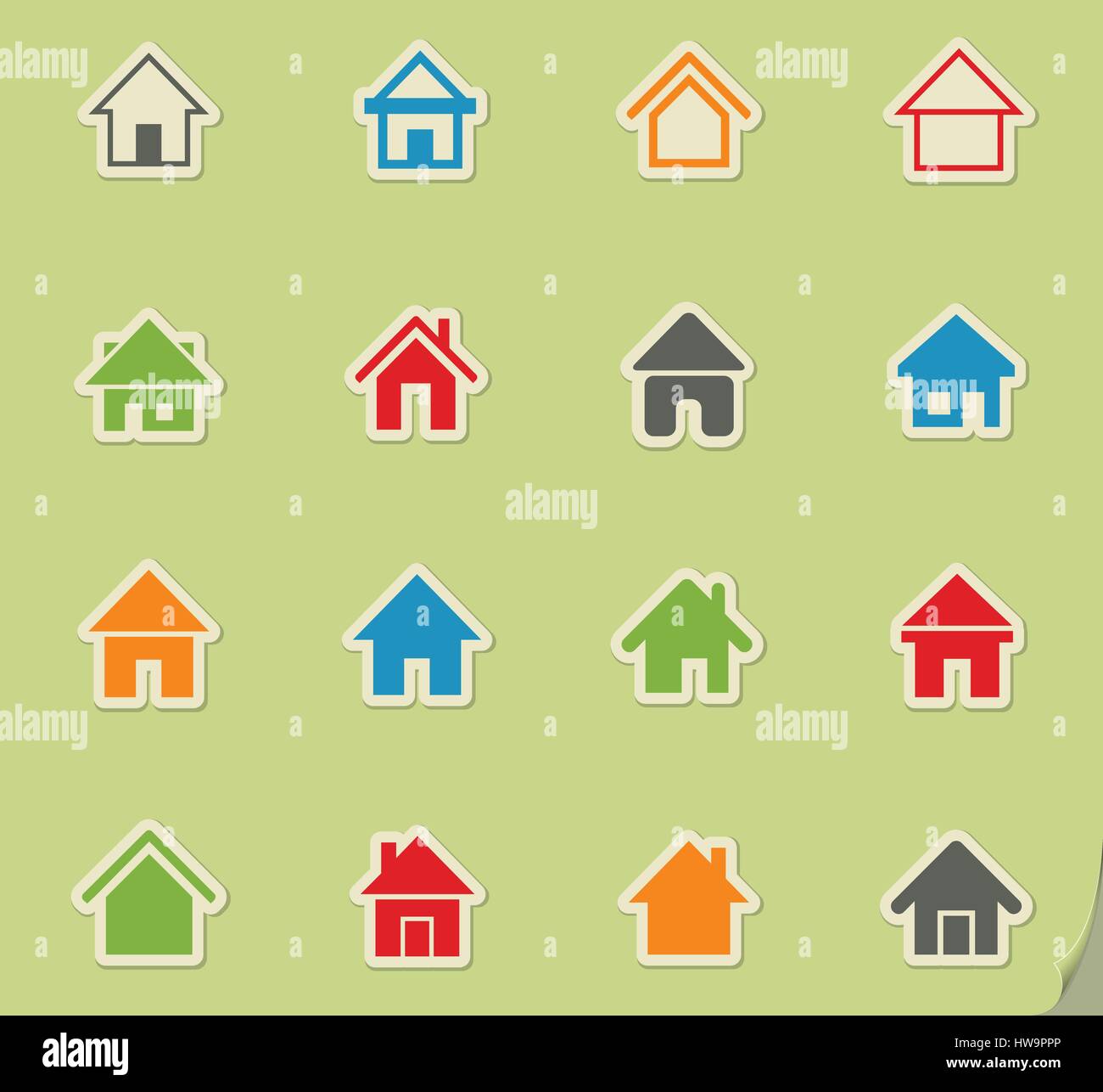 home web icons on color paper stickers for user interface Stock Vector ...