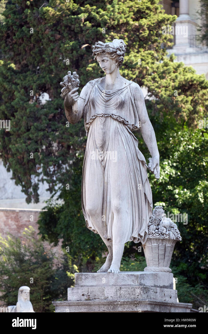 Allegorical statue of Summer, Piazza del Popolo in Rome, Italy on September 03, 2016. Stock Photo