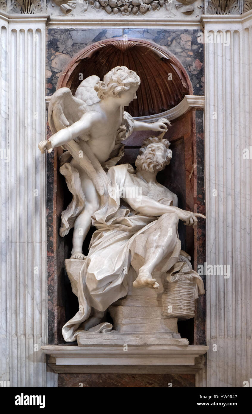 Habakkuk and the Angel marble statue by Lorenzo Bernini in The Chigi