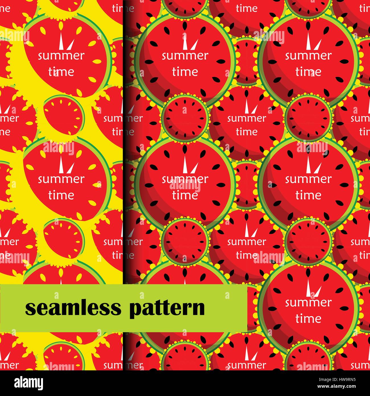 set of seamless pattern with Watermelon. vector Stock Vector Image ...