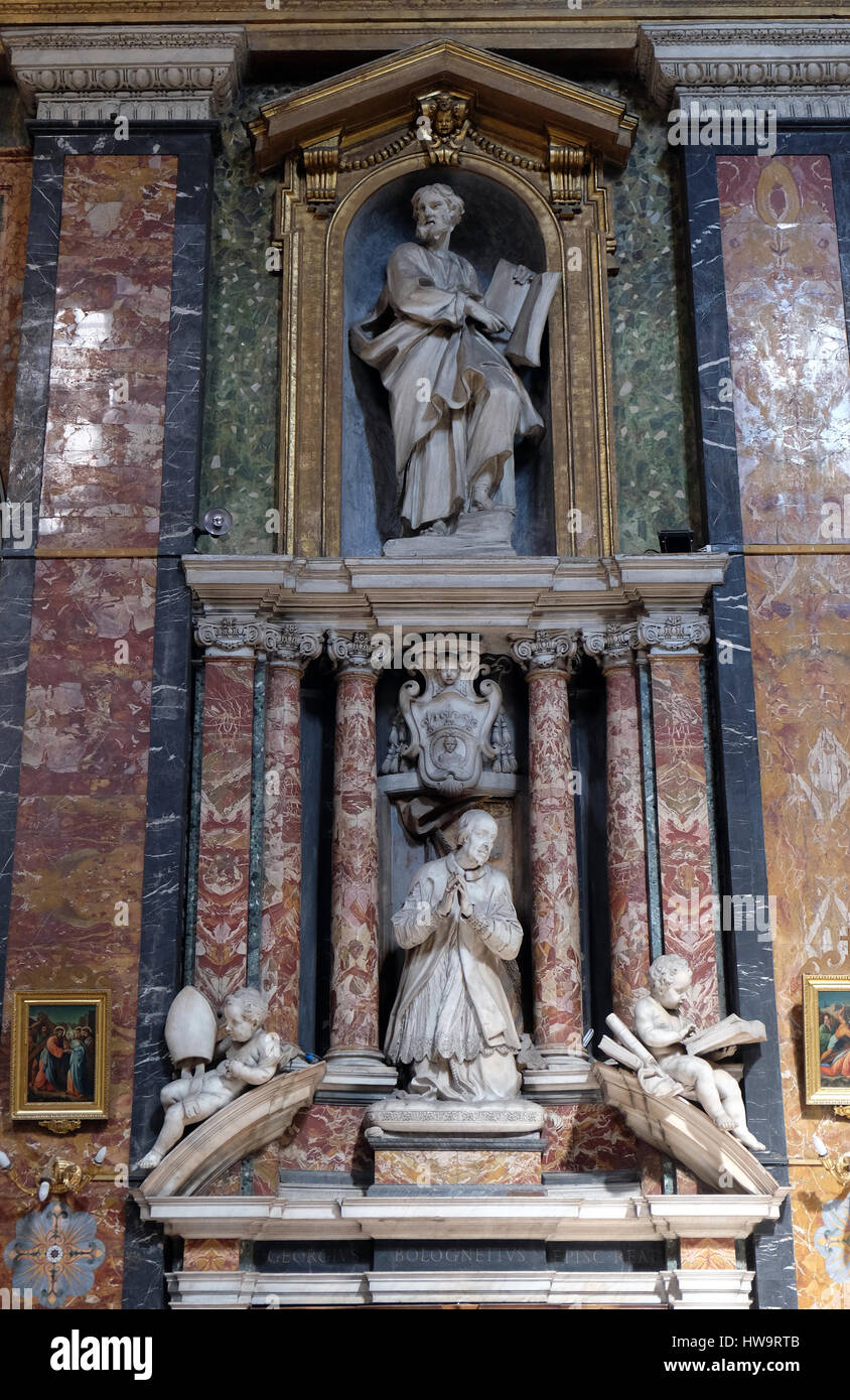 Funerary memorials  in church Gesu e Maria in Rome, Italy on September 02, 2016. Stock Photo