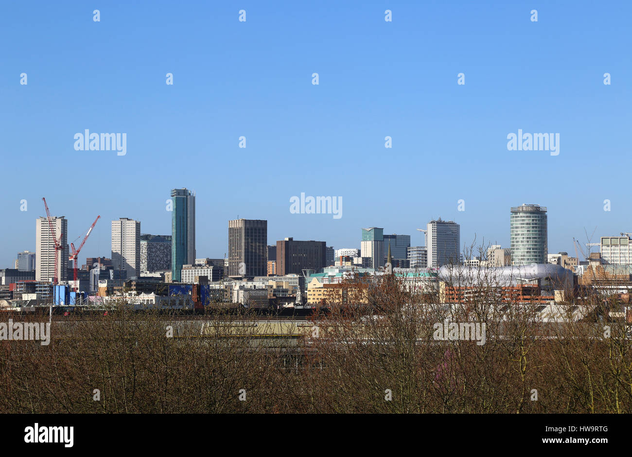 A springtime view of the skyline of Birmingham city centre UK Stock