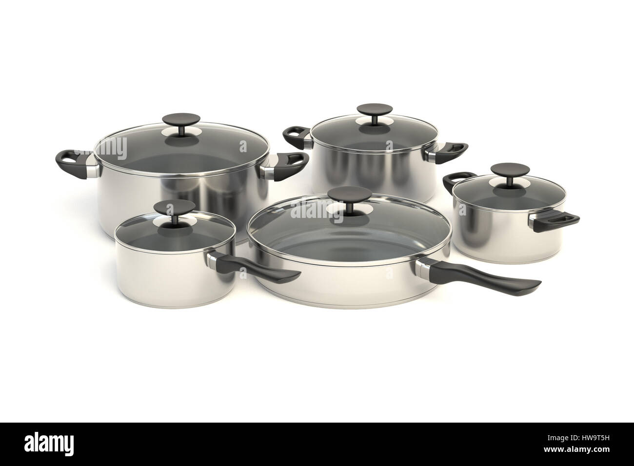 Stainless steel pots and pans Stock Photo Alamy