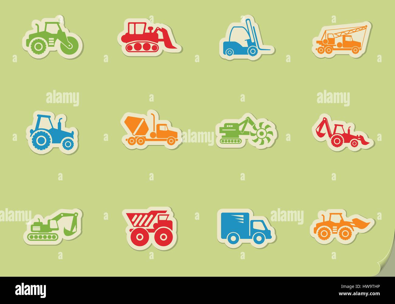 Construction Machines simply symbols for web and user interface Stock Vector