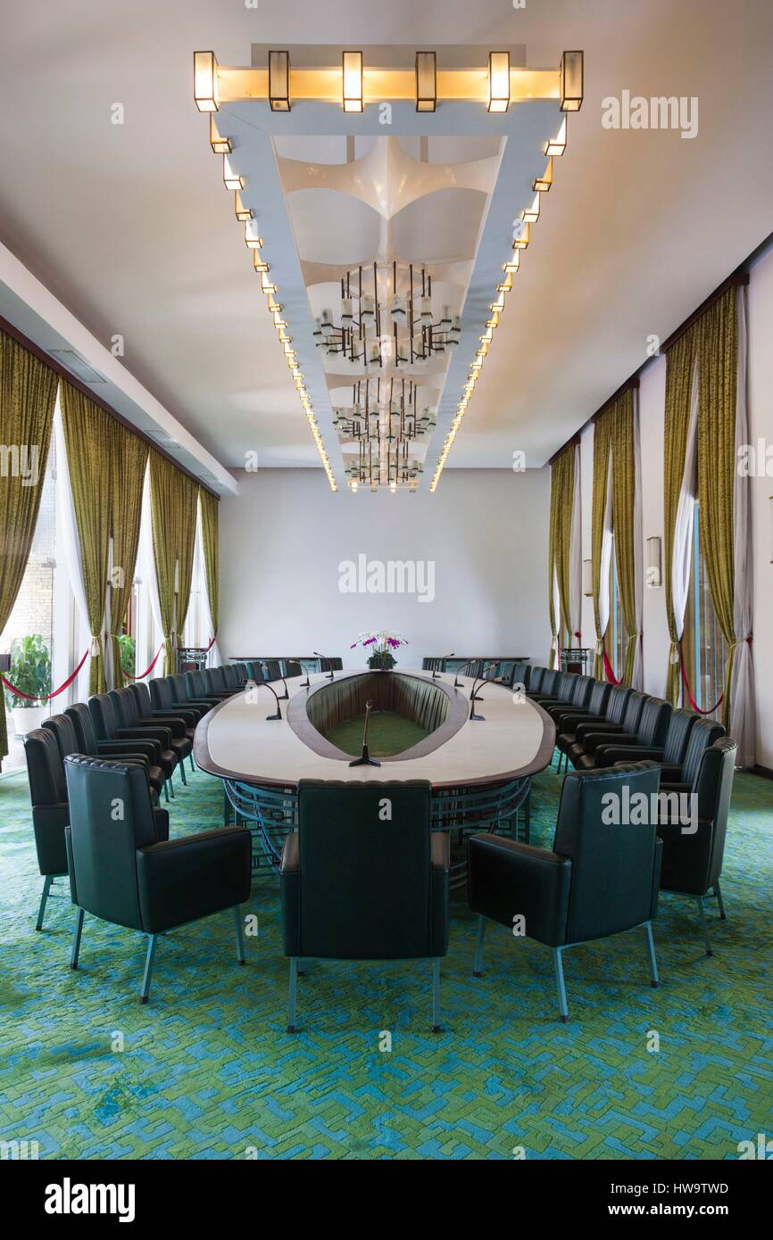 Vietnam, Ho Chi Minh City, Reunification Palace, former seat of South Vietnamese Government, conference room Stock Photo