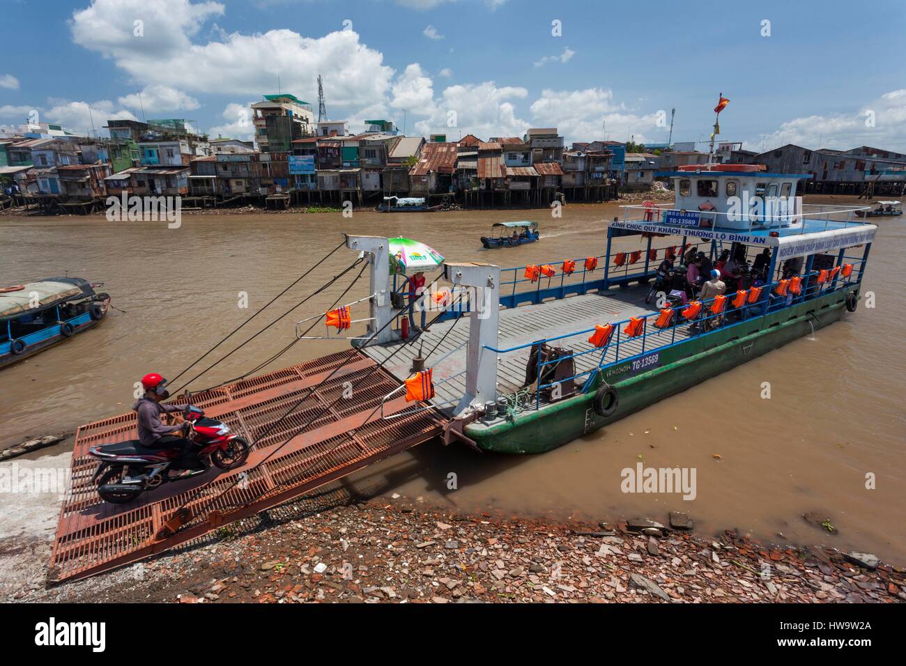 Vietnam, Mekong Delta, My Tho, Mekong River Ferry Stock Photo - Alamy