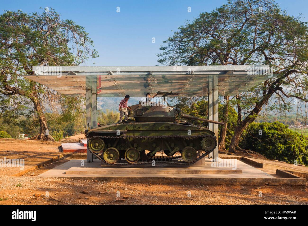 Vietnam, Dien Bien Phu, A1 Hill, Eliane, battle site of the final Vietnamese military victory over the French in 1954, French tank Stock Photo