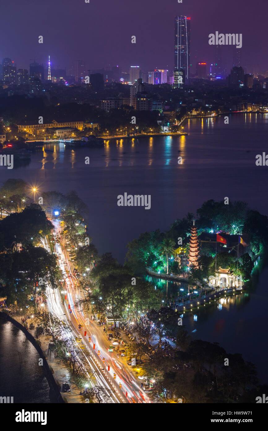 Vietnam, Hanoi, elevated city view by Tay Ho, West Lake, dusk Stock Photo -  Alamy