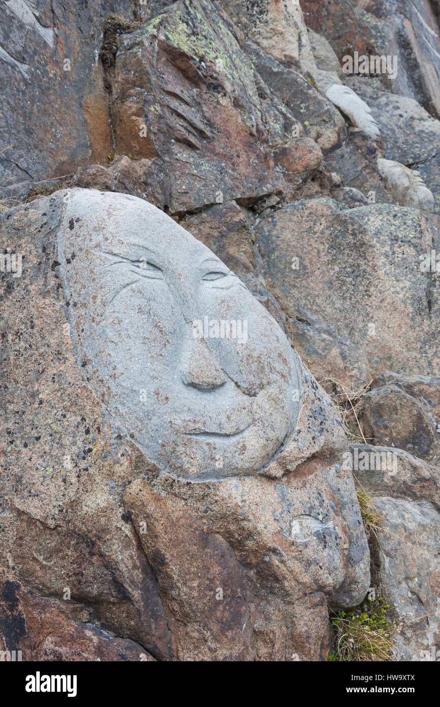 Greenland qaqortoq stone man outdoor hires stock photography and
