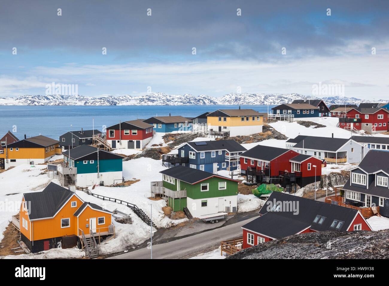 Greenland, Nuuk, Kolonihavn area, residential houses Stock Photo Alamy