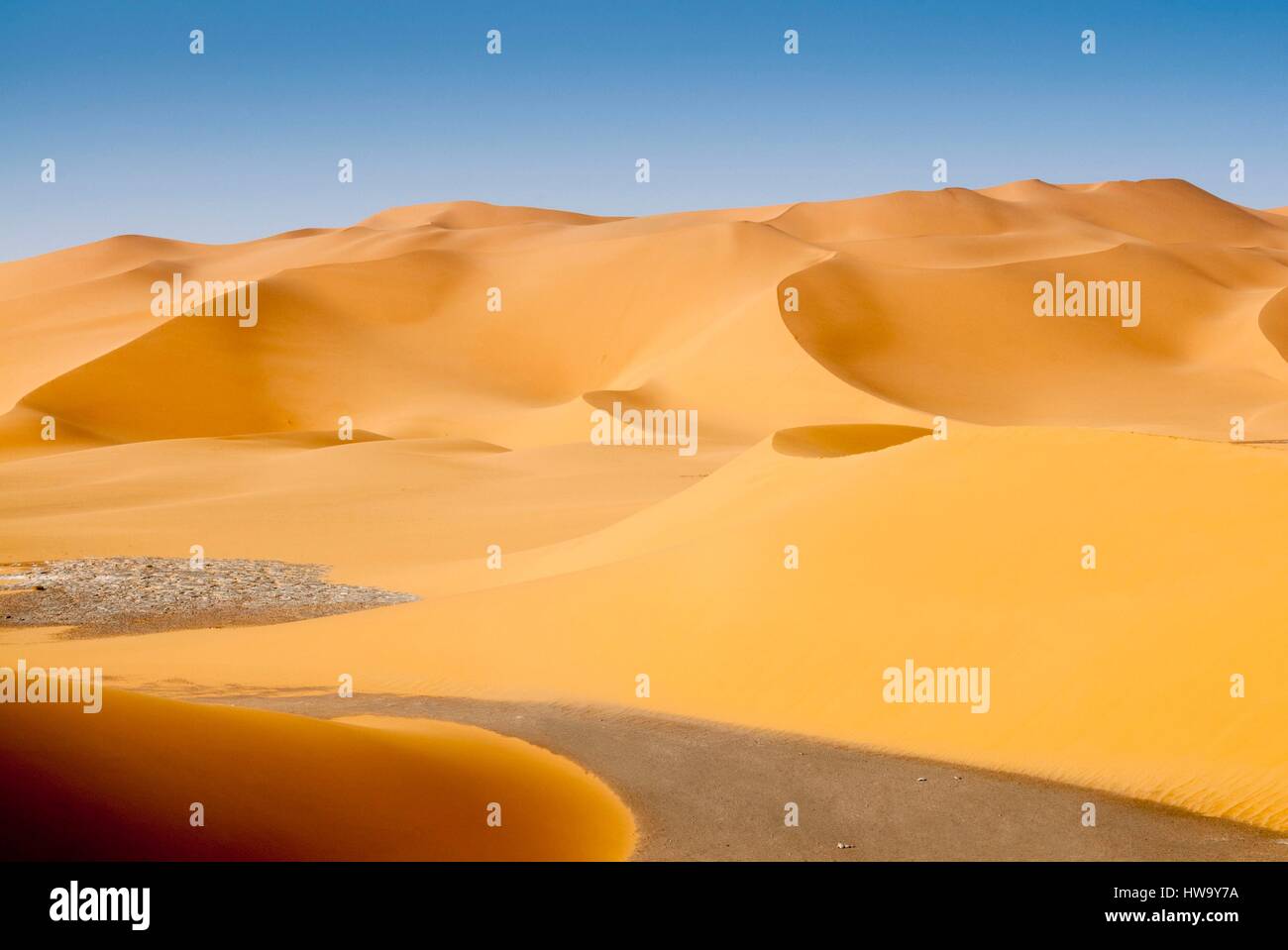 Libya, Sahara Desert, Fezzan, Erg Murzuq, Sand Dunes Stock Photo