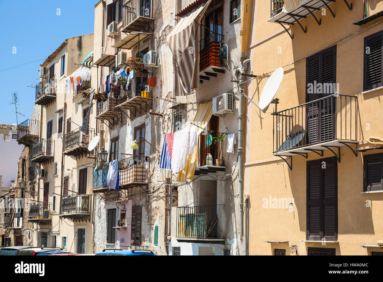 travel to Italy - residential urban house in Palermo city in Sicily Stock Photo