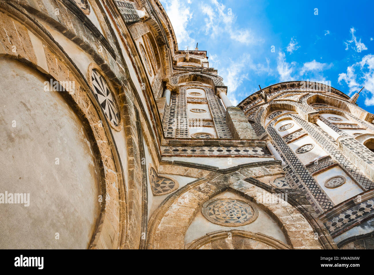 travel to Italy - decorated walls of Norman cathedral Duomo di Monreale in Sicily Stock Photo