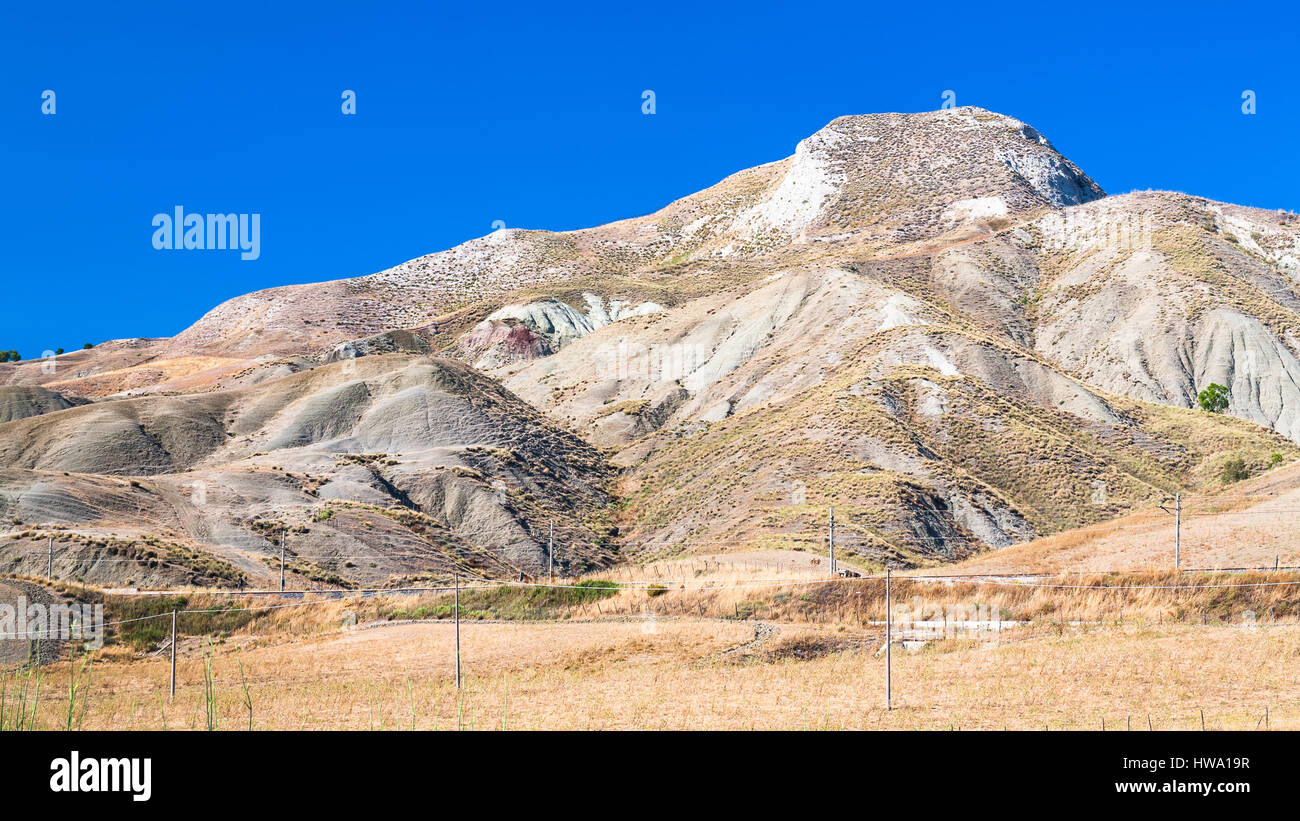 travel to Italy - mountain landscape of inner part of Sicily in summer day Stock Photo