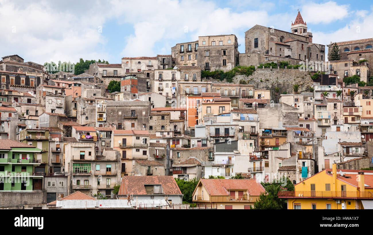 travel to Italy cityscape of Castiglione di Sicilia town in mountain