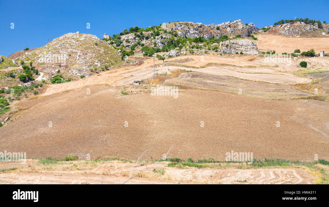 travel to Italy - landscape of southern Sicily in summer Stock Photo
