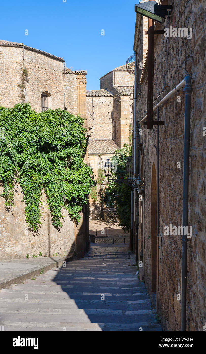 travel to Italy - narrow street in Piazza Armerina town in Sicily Stock Photo