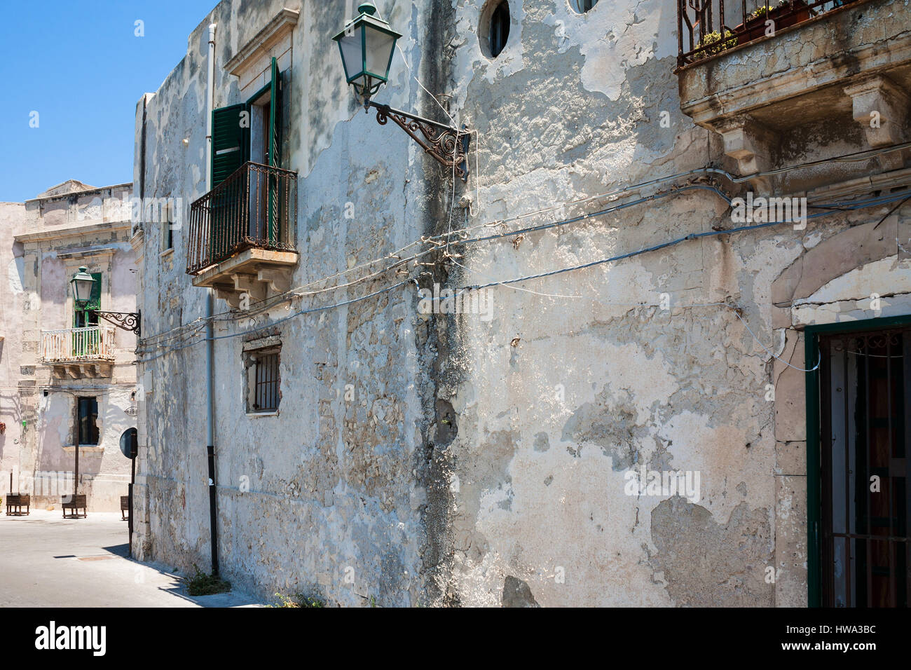 travel to Italy - old urban houses in Syracuse city in Sicily Stock Photo