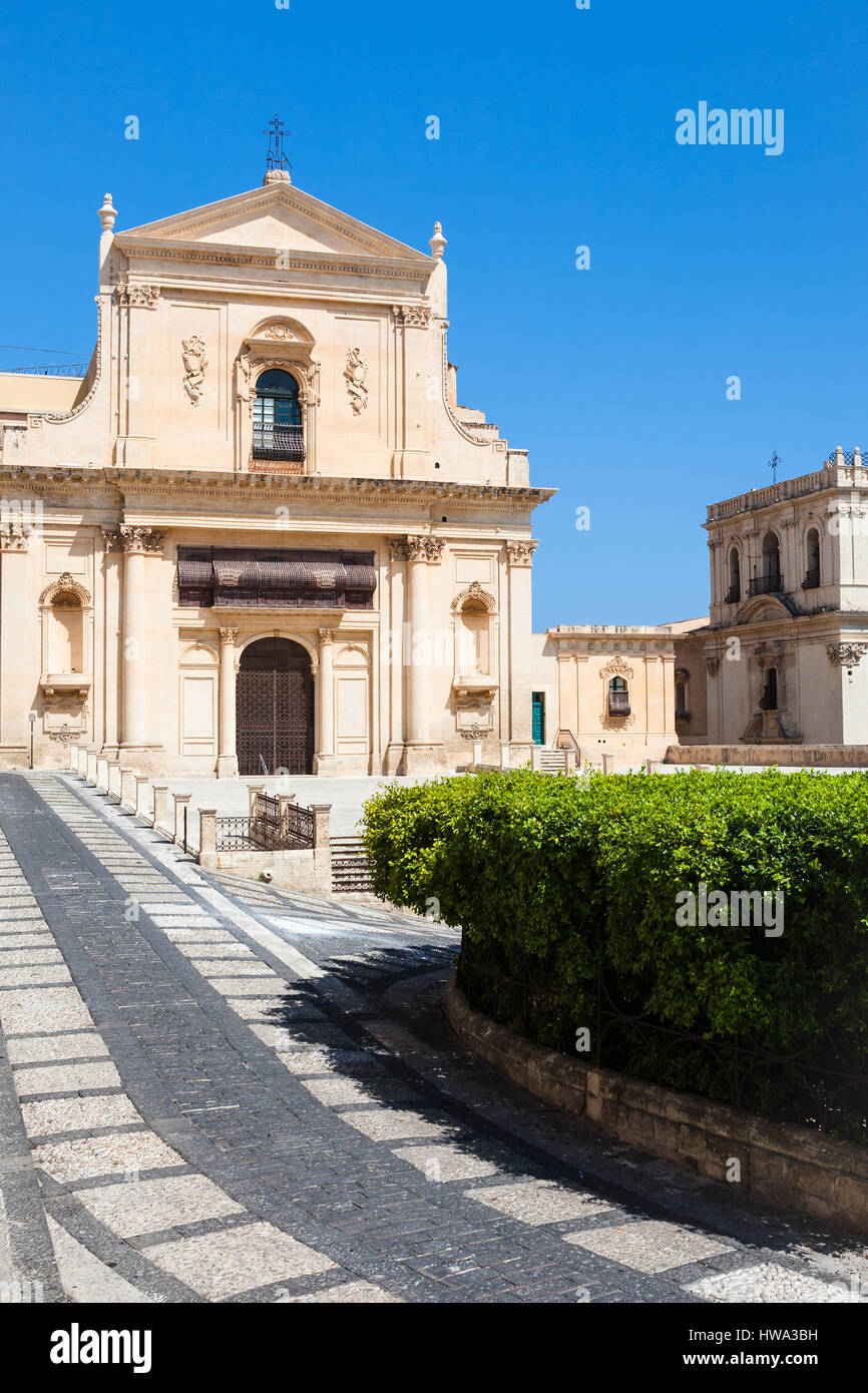 travel to Italy - church of Roman Catholic Diocese of Noto city in Sicily Stock Photo