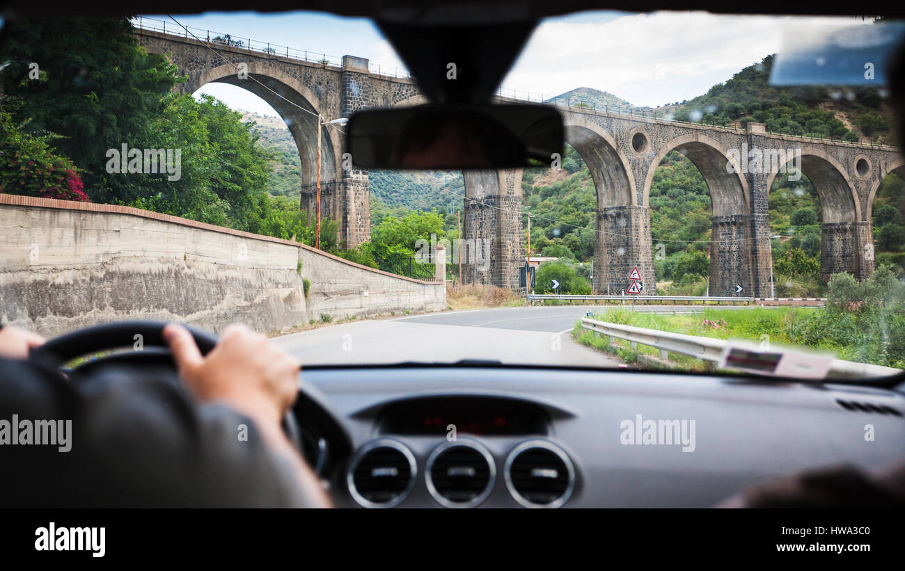 travel to Italy - driving a car in Sicily Stock Photo