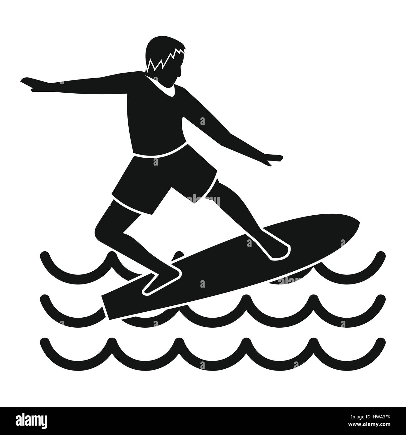 Surfer icon, simple style Stock Vector