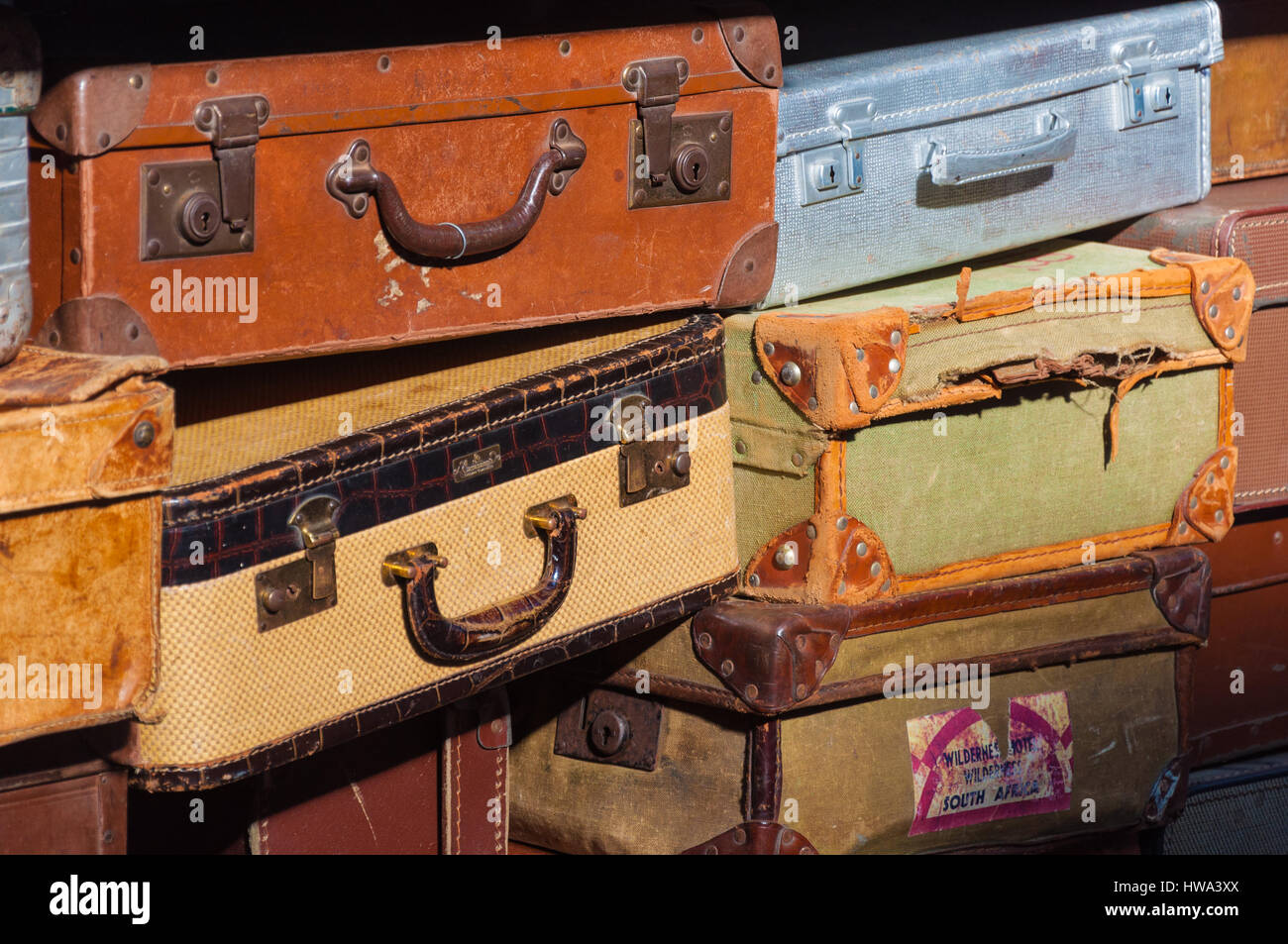 A stack of old, vintage suitcases Stock Photo Alamy