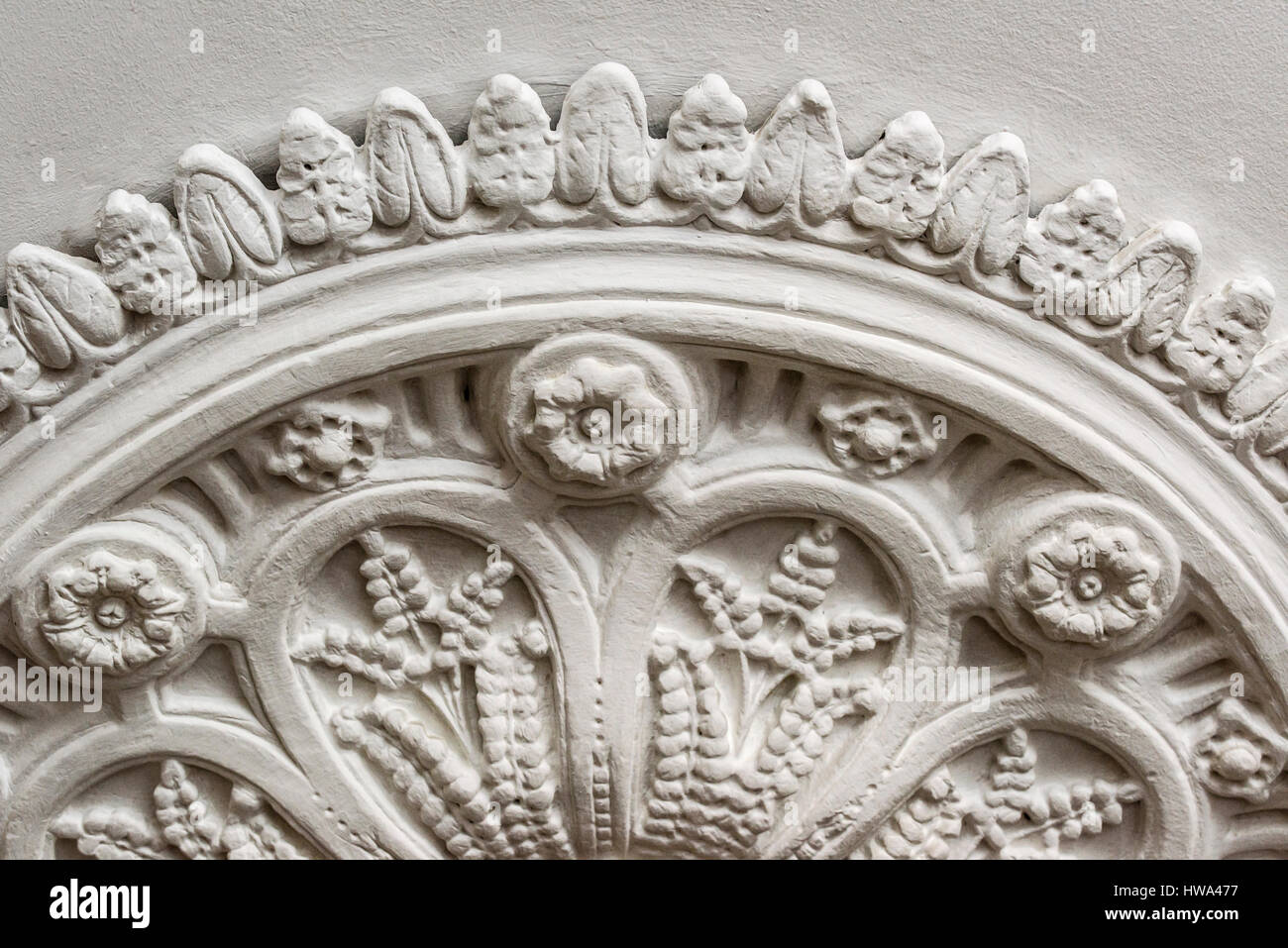 Original Victorian White Colored Ceiling Rose Stock Photo