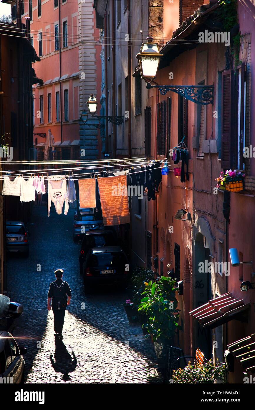 Italy, Latium, Rome, historical centre listed as World Heritage by UNESCO, Trastevere all'altezza di Ponte Sisto Stock Photo