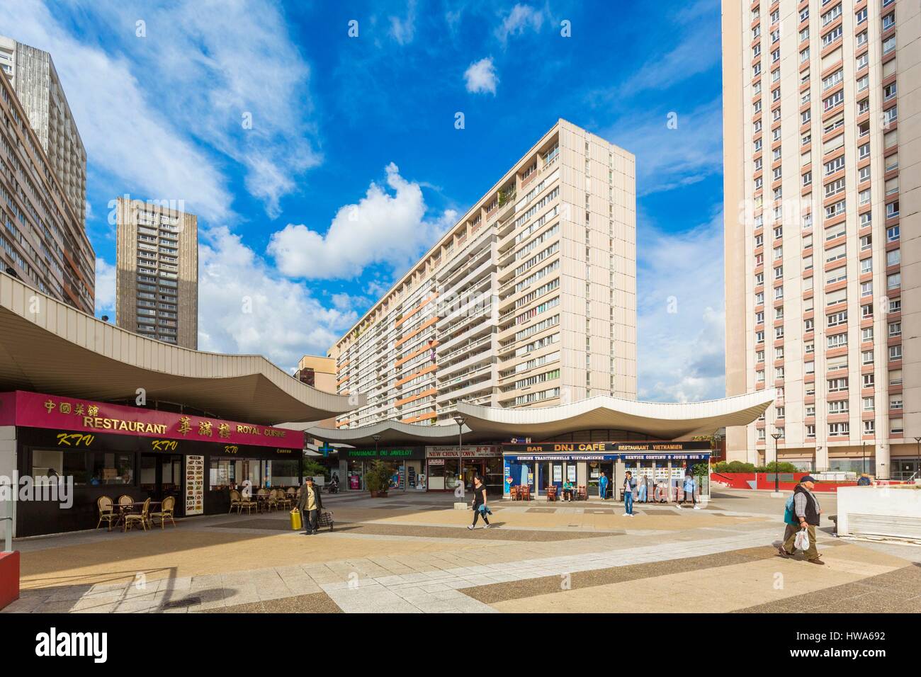 France, Paris, the slab of the Olympics, building complex in the heart of Chinatown 13th district Stock Photo