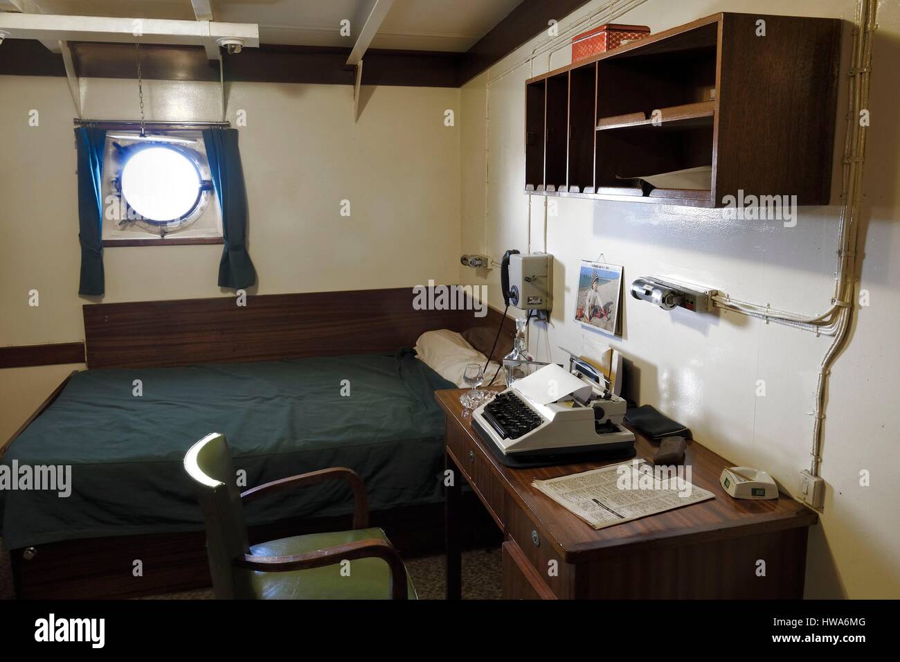 France, Charente-Maritime, La Rochelle, the Basin of the great yachts, Maritime Museum, the Frigate France I, officers deck, a cabin Stock Photo