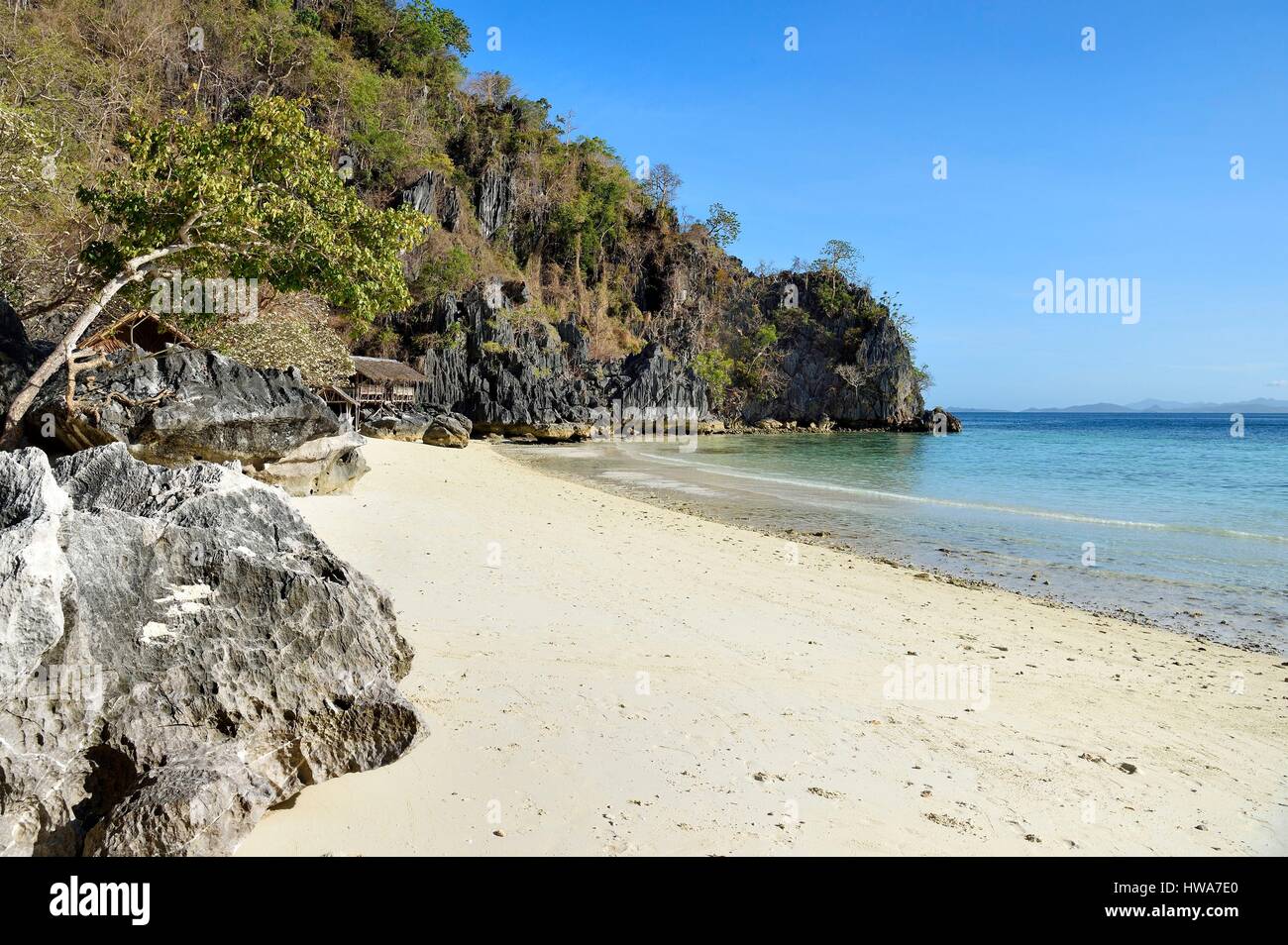 Philippines, Calamian Islands in northern Palawan, Coron Island Natural Biotic Area, Banul Beach Stock Photo
