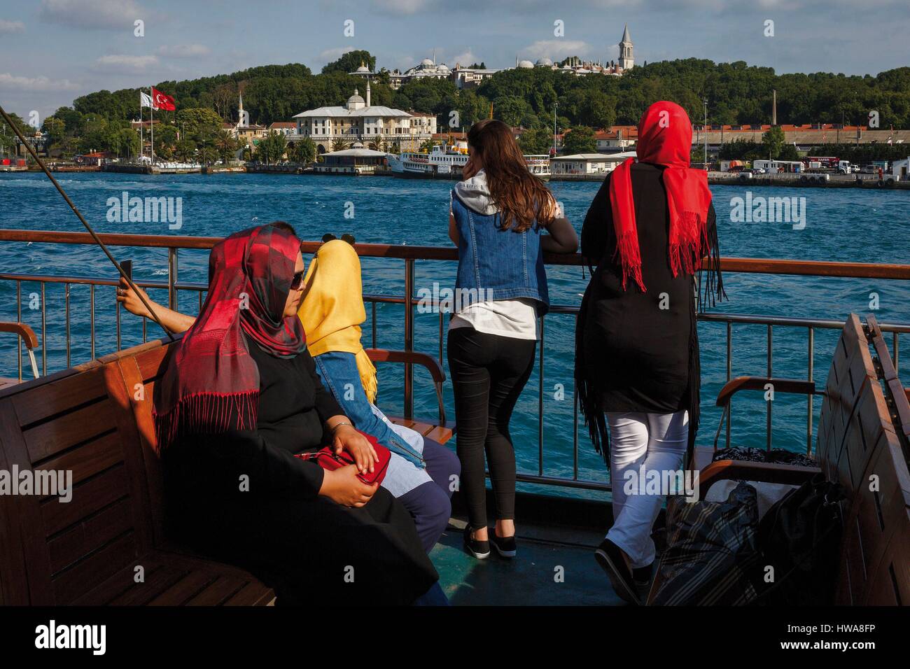 Turkey, Istanbul, Bosphorus Strait, passengers on a ferry Stock Photo