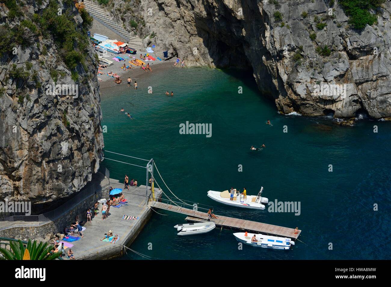 Italy, Campania region, Amalfi Coast listed as a UNESCO World Heritage Site, Vallone di Furore Stock Photo