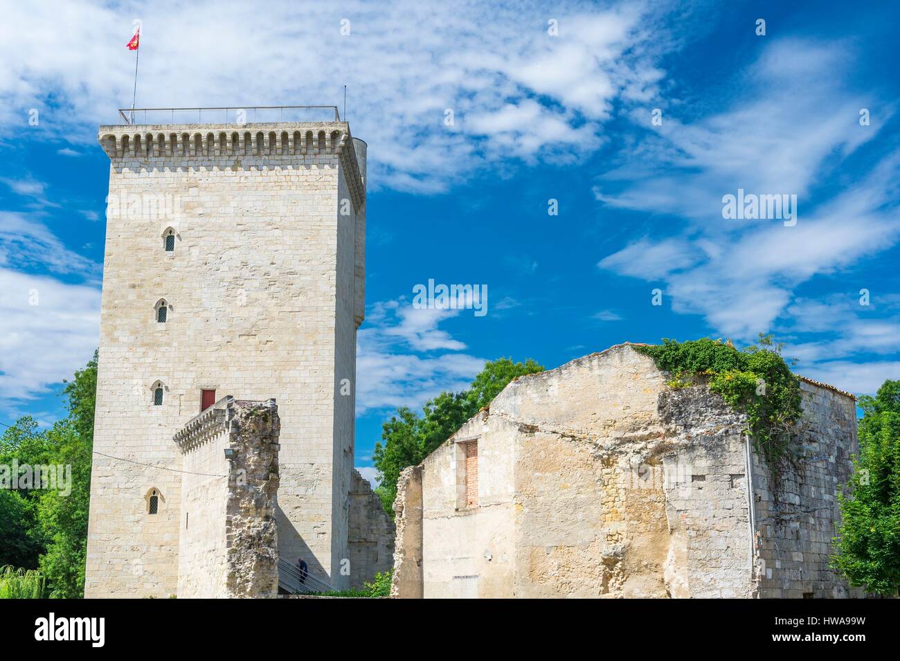 France, Gironde, Lesparre-Medoc, 14th century Tour de l'Honneur is the only remain of the Lesparre castle Stock Photo