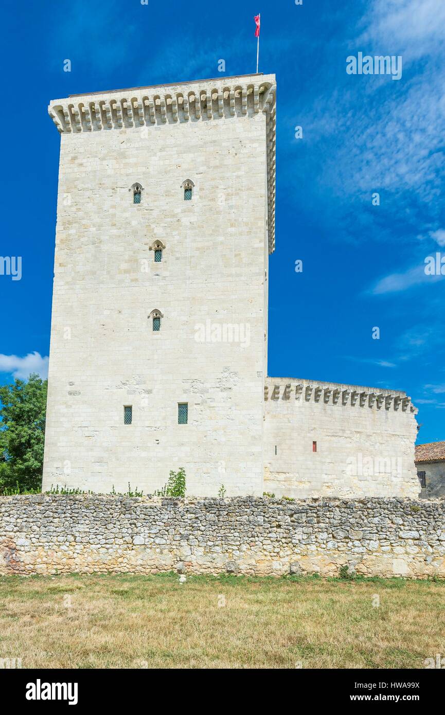 France, Gironde, Lesparre-Medoc, 14th century Tour de l'Honneur is the only remain of the Lesparre castle Stock Photo