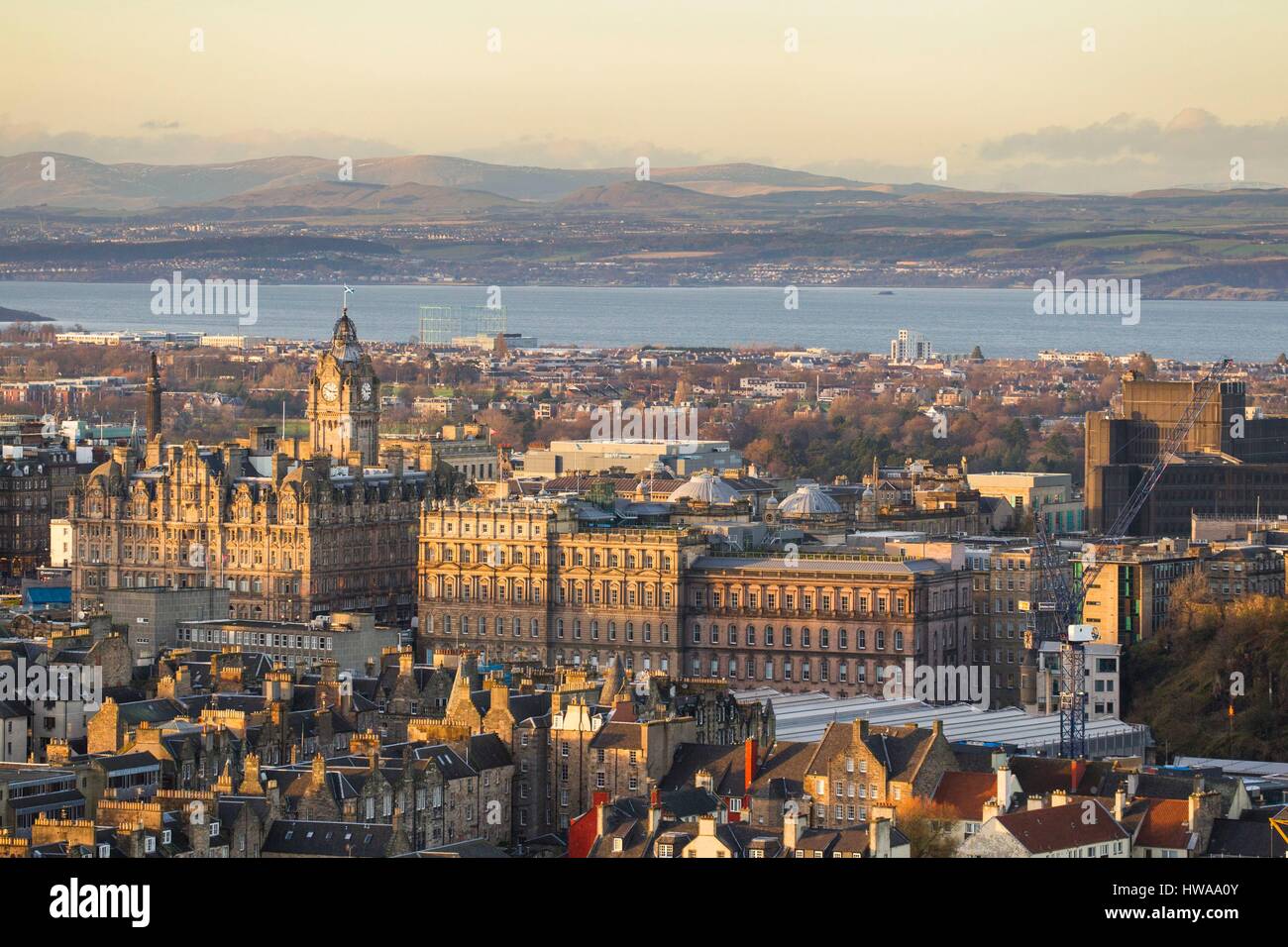 United Kingdom, Scotland, Edinburgh, listed as World Heritage, view on the city from Hollyrood Park Stock Photo
