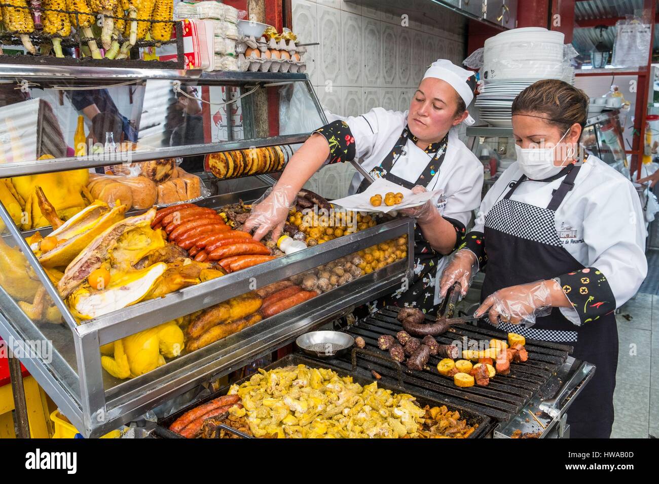 Colombia, Cundinamarca department, Bogota, Cerro de Monserrate (3152 m), food stall Stock Photo