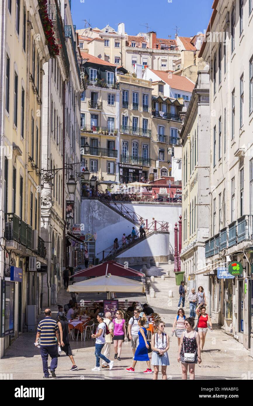 Portugal, Lisbon, Calcada do Carmo, district of Chiado Stock Photo - Alamy