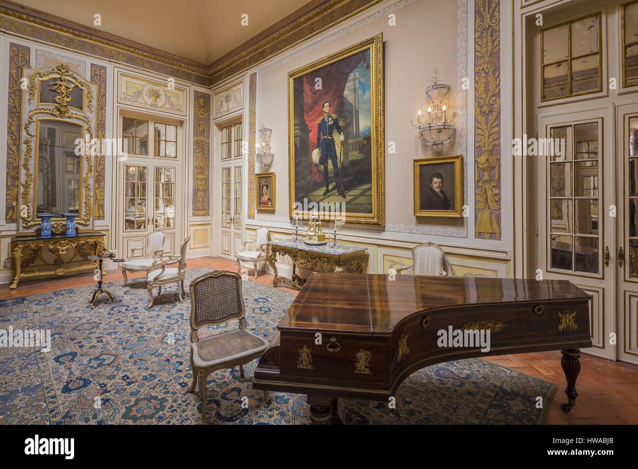 Portugal, Queluz, the royal Palace of Queluz (Palacio Real de Queluz), the lantern room Stock Photo