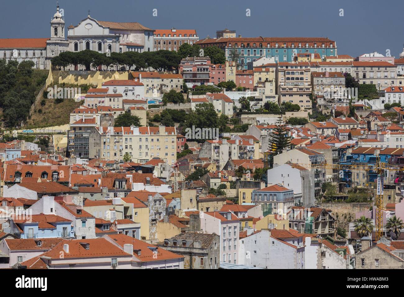 Portugal, Lisbon, district Bairro Alto, the Miradouro de Sao Pedro de Alcantara Stock Photo