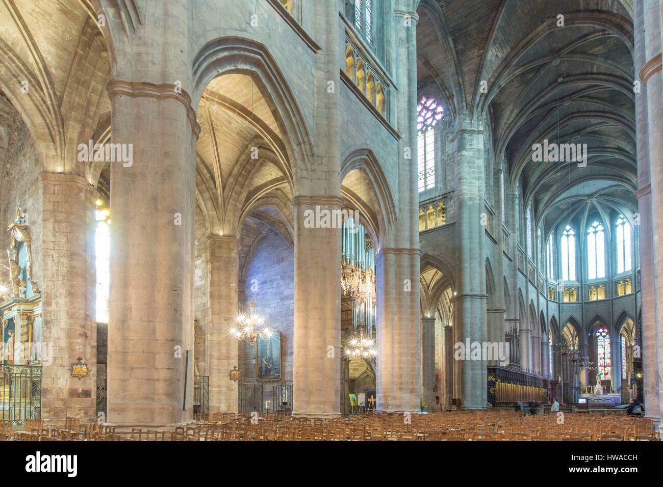 France, Aveyron, Rodez, Notre Dame cathedral, 12th-16th century Stock ...