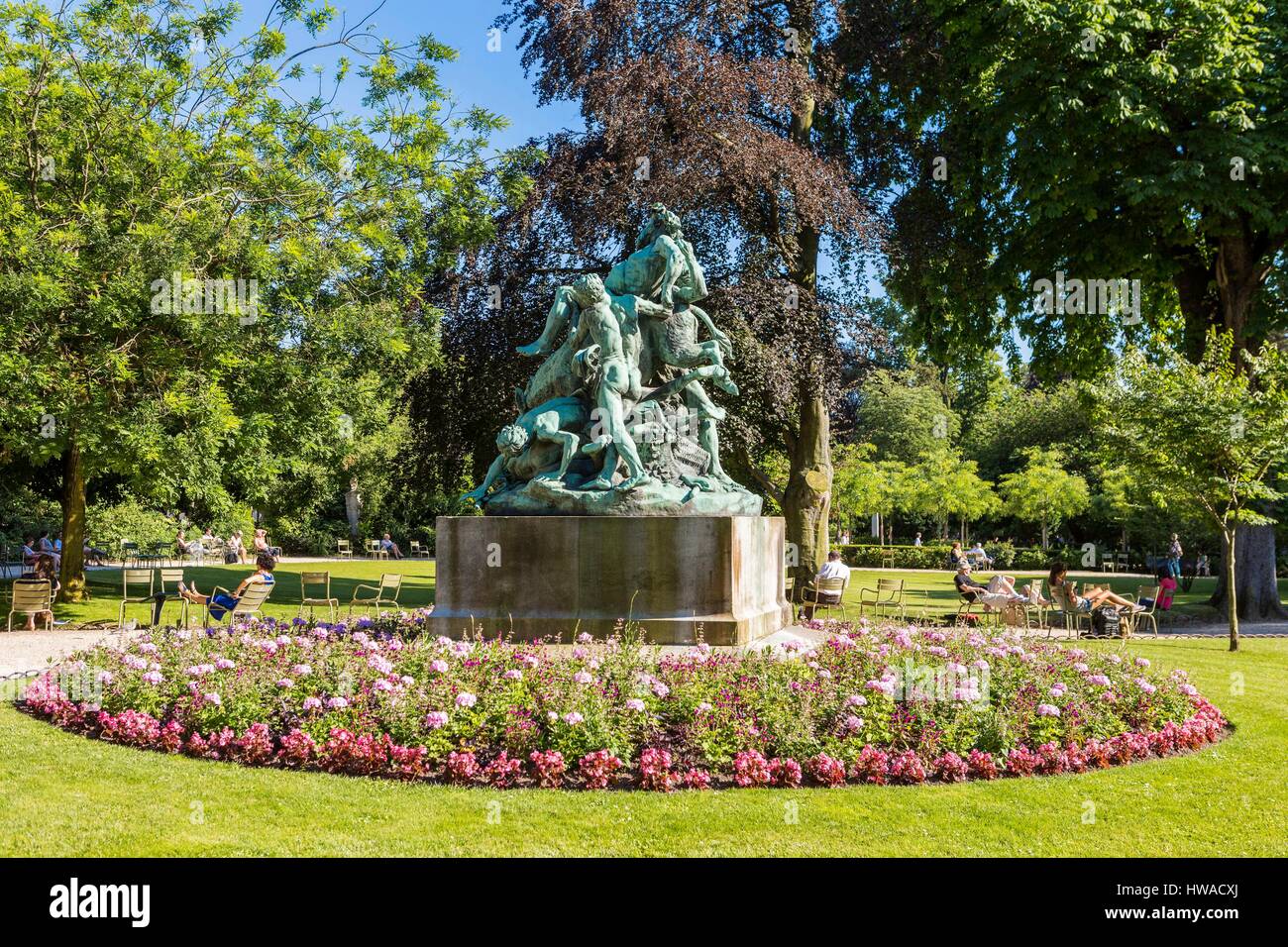 France, Paris, the Luxembourg garden, statue Triumph of Silenus by Aime