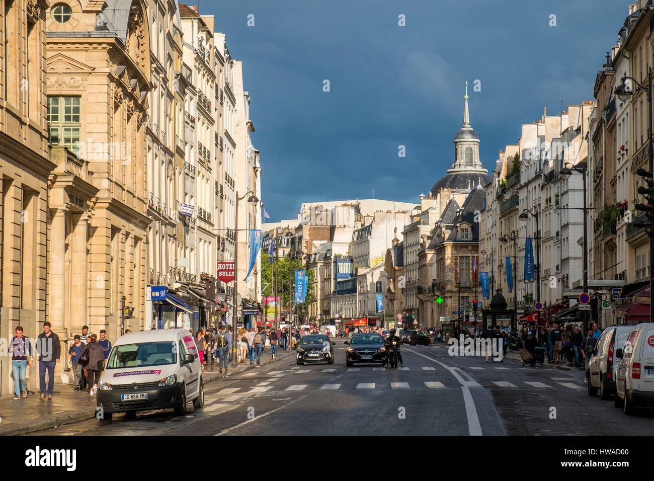 France, Paris, the Faubourg Saint Antoine with a stormy sky Stock Photo -  Alamy