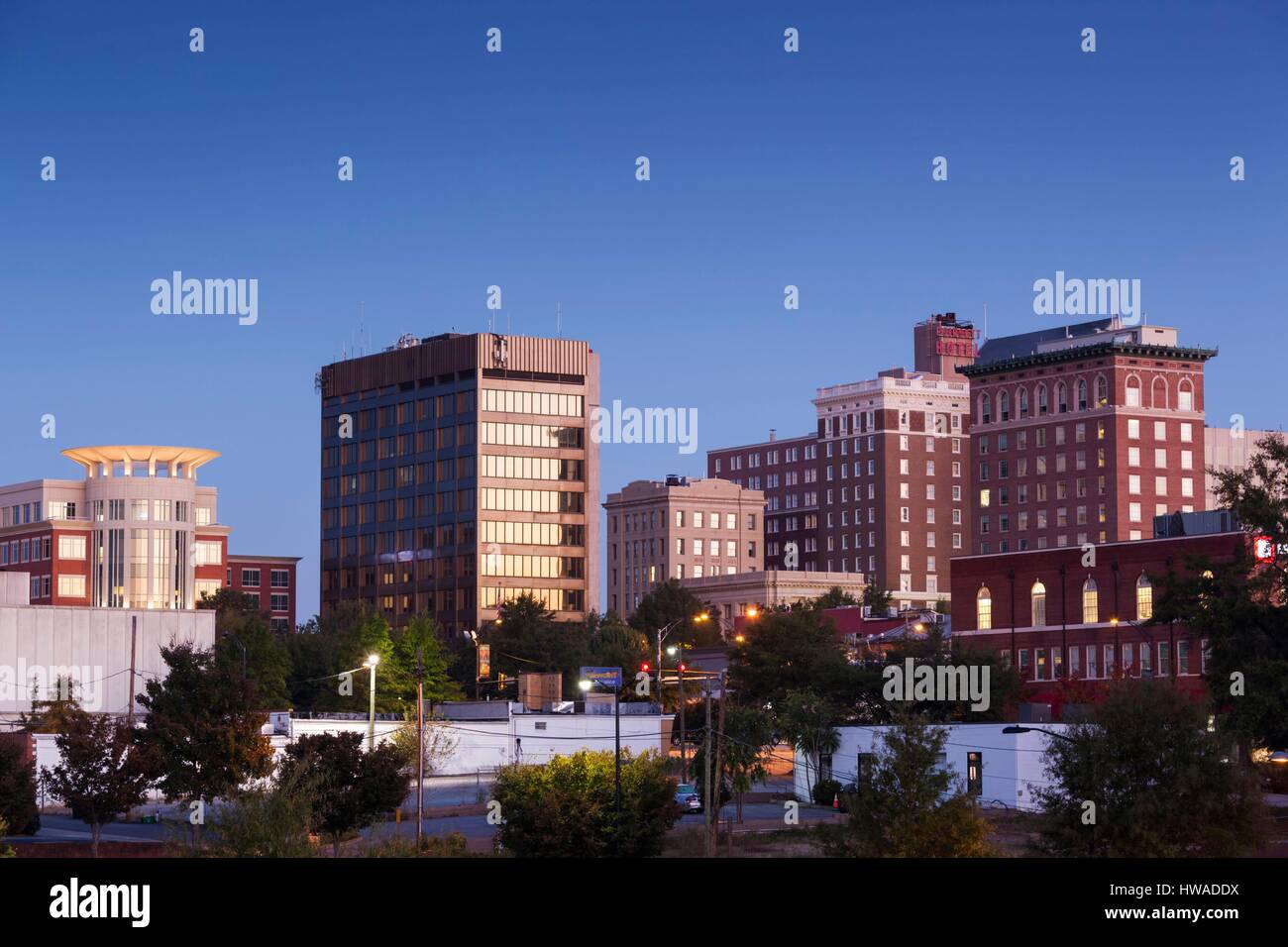 United States, South Carolina, Greenville, city skyline, dawn Stock Photo