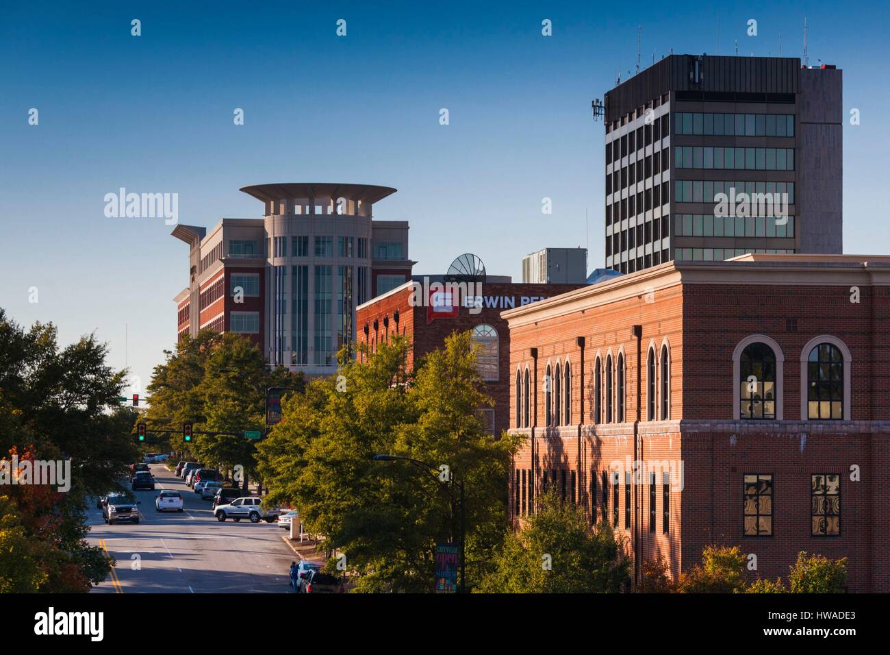 United States, South Carolina, Greenville, city skyline, late afternoon Stock Photo