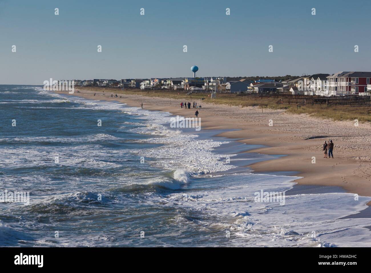 United States, North Carolina, Kure Beach, elevated bech view Stock