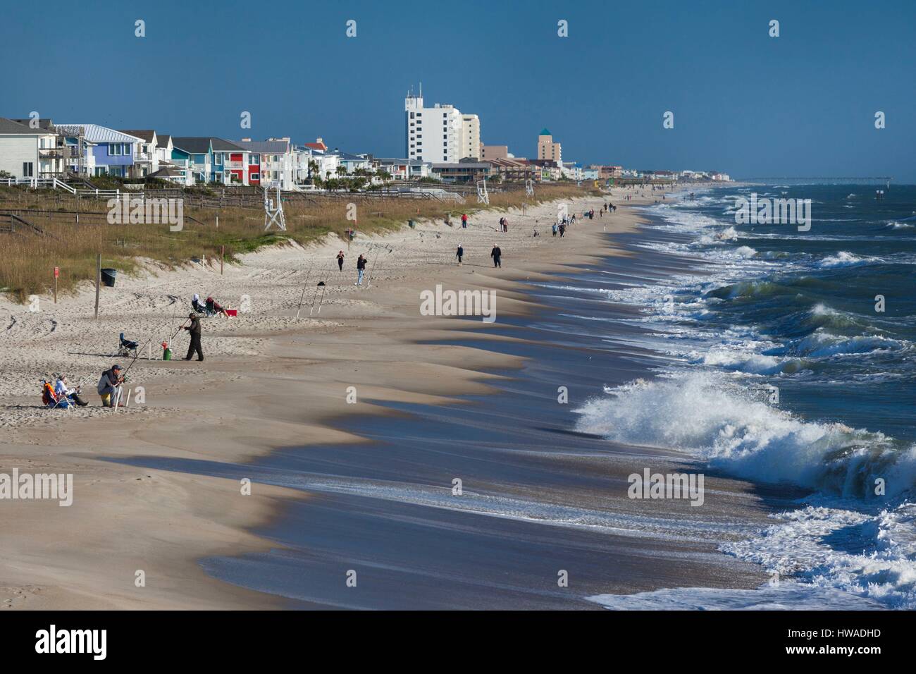 United States, North Carolina, Kure Beach, elevated bech view Stock