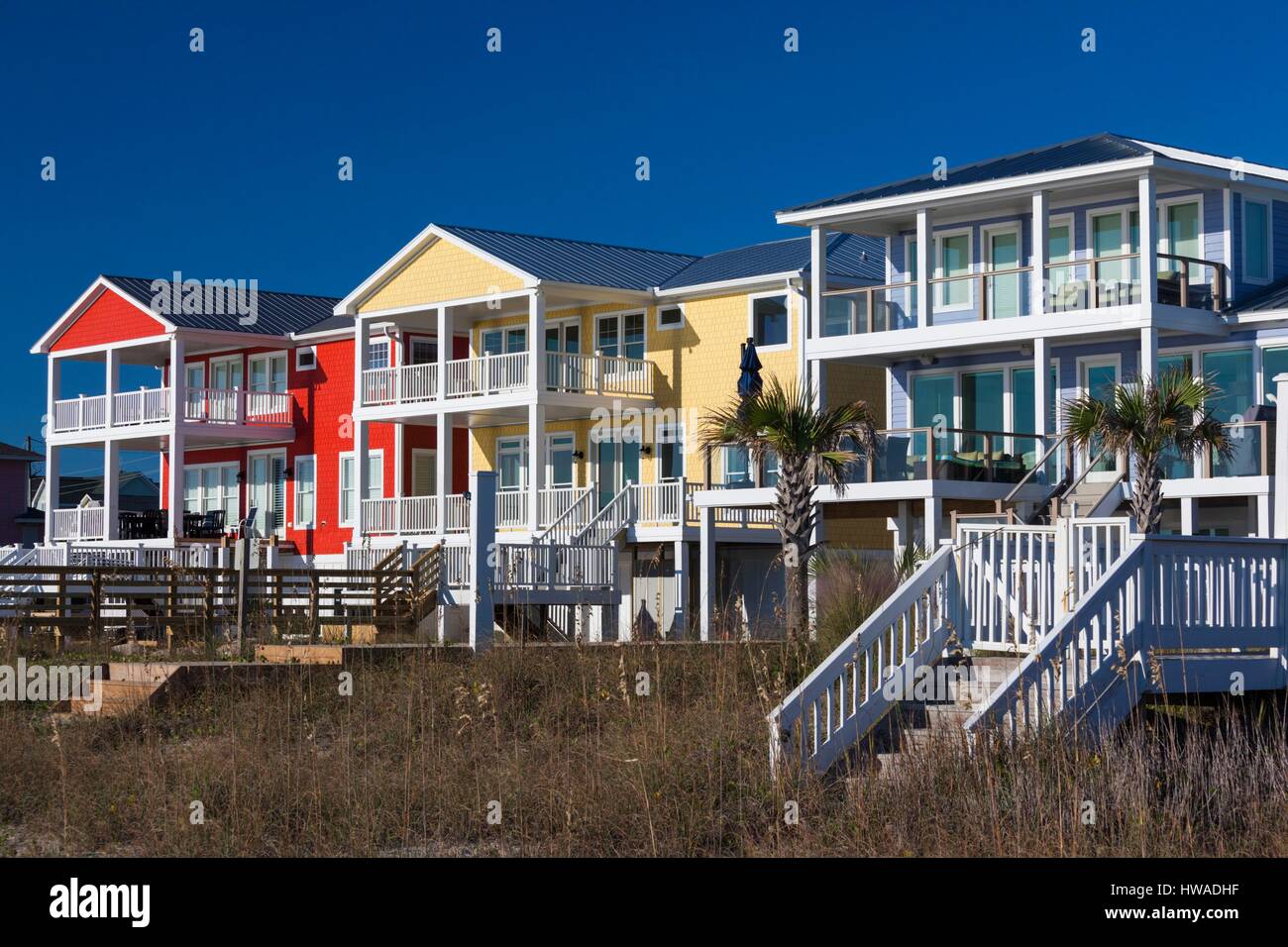 United States, North Carolina, Kure Beach, beachhouses Stock Photo Alamy